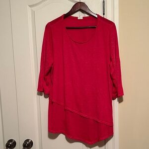 d. jeans Women's Hot Pink Asymmetric Hem Tunic